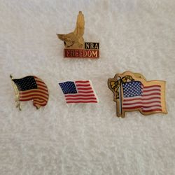Patriotic Flag Lapel Pins - Set of 4