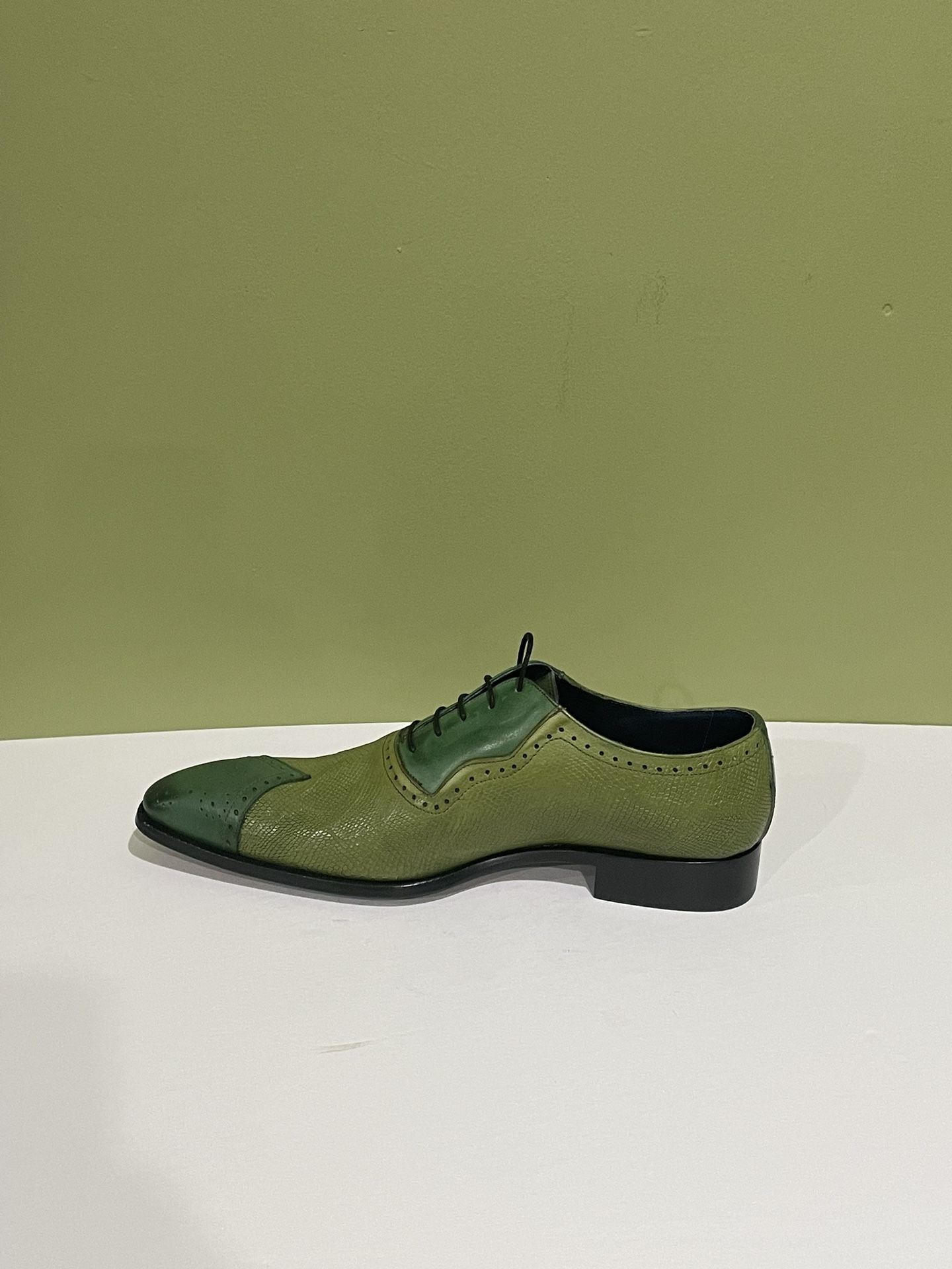 Duca Shoes Green Embossed Snake Leather Oxford 