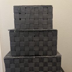 3 Matching Decorative Storage Boxes with Lids