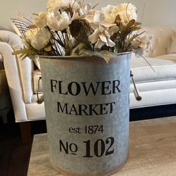 Galvanized Flower Bucket Vase Decor/Wedding Decor