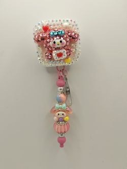 Jeweled My Melody Slide On Badge Reel
