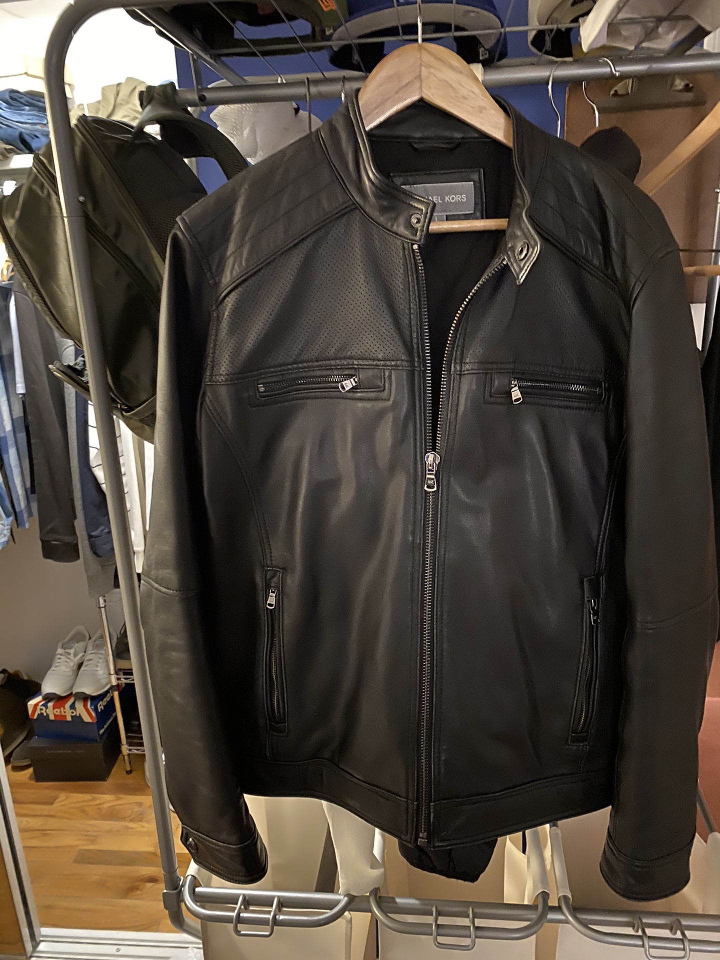 Michael Kors Black leather Moto Jacket (L)