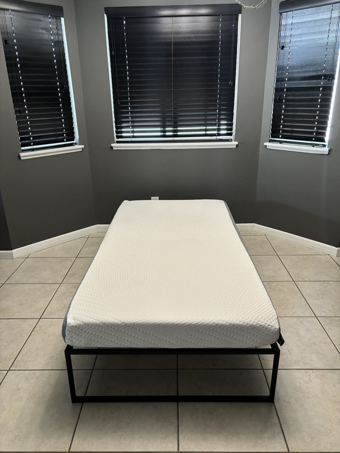 Twin Zinus Mattress And Black Bed Frame