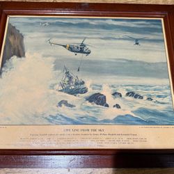 Charles Hubbell Life Line From The Sky Framed  America At It’s Best 1959