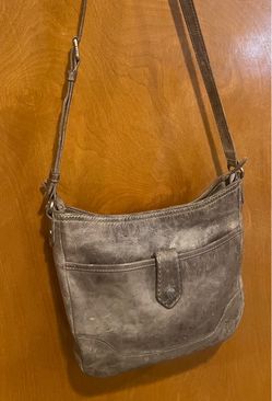 Frye Leather Crossbody Bag , distressed gray leather