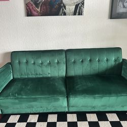 Velvet Green Futon Couch