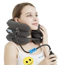 Dr. Comfy Adjustable Cervical Neck Traction Device for Neck Pain and Home Use, Manage Symptoms of Chronic Health Condition-Grey