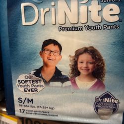 32 packs of Comfees DriNite premium youth pants S/M  38 -65 + Lbs. ( 17-29 + kg)  17 youth pants per pack  Pick up or meet up ⬆️ in Powder Springs Ga 