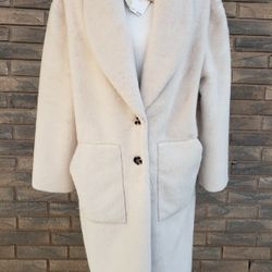 BRAND NEW TAHARI ELEGANT WOMEN'S FAUX IVORY FUR COAT  SIZE M