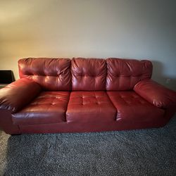 Vintage Red Leather Couch