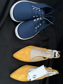 Ladies Yellow Sling backs Size 71/2