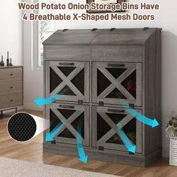 ❤️‍🔥 Spacious Wood Bread Box & Veggie Bin