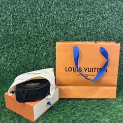 Lv Black Initials Leather Belt - Monogram Design, Size 38 - 42 Luxury Men’s Belt