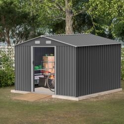 Metal Foundation Tool House 10x8: Outdoor Storage, Lockable, for Lawn