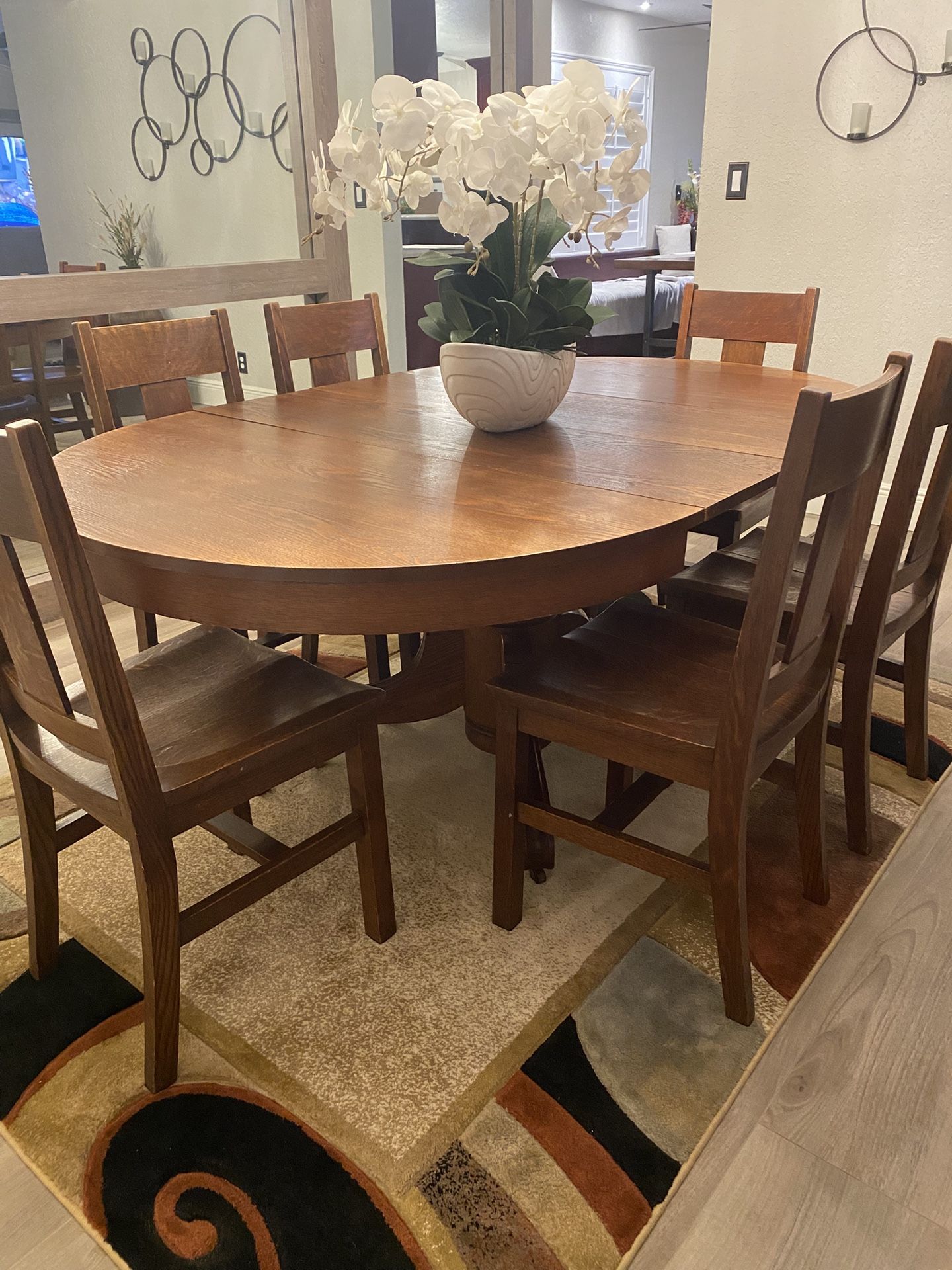 Antique Oak Dining Table And Chairs