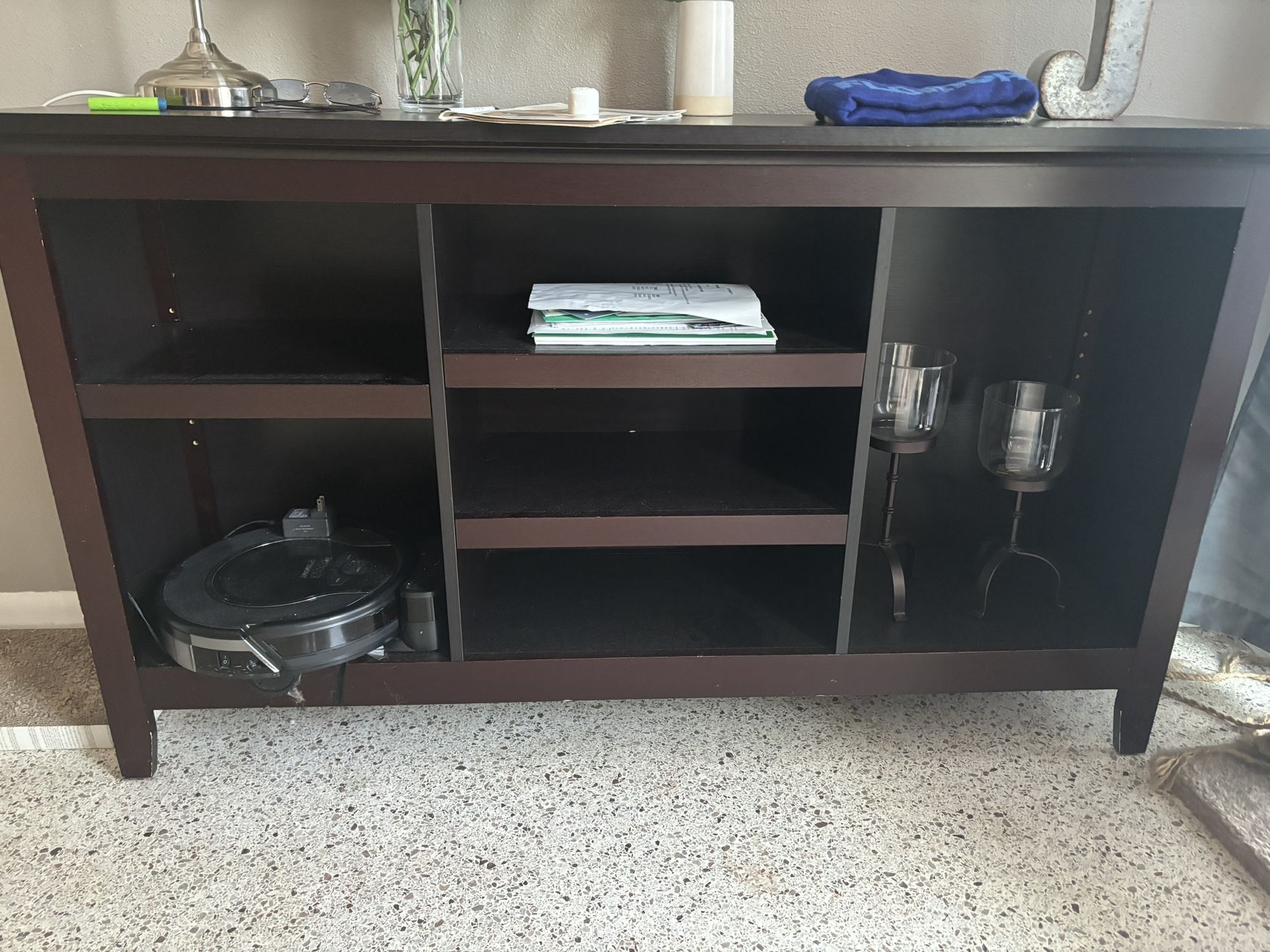 Brown Wood Sideboard Shelf Console