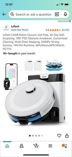 Lefant LiDAR Robot Vacuum and Mop 45-Day Self-Emptying