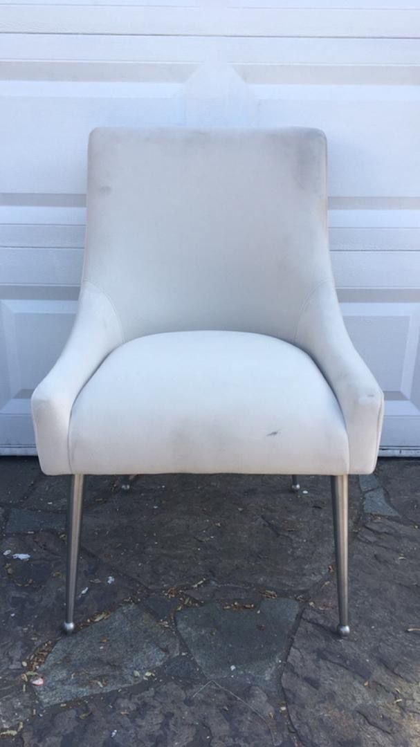 Off white velvet accent chair