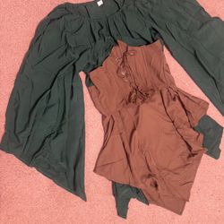 New xxl short green renaissance fairy princess Piriate dress costume peasant