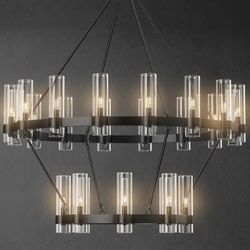 🔥 Brand New 48" Black Luxury Wagon Wheel Chandelier – 24-Light Modern Farmhouse – $500