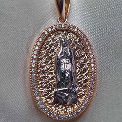 14k fancy virgencita pendant
