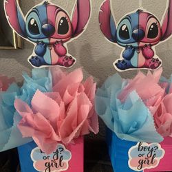 Gender Reveal Centerpieces / Centros De Mesa Fe Lilo And Stich