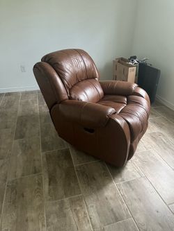 Leather recliner rocker
