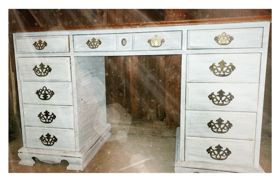 Whitewashed Antique Desk