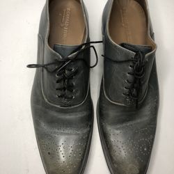 Donald J Pliner Sven-43 Taupe Gray Leather Oxford Dress Lace Up Shoes Men Sz 10M