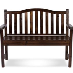 Shine Company Belfort Outdoor Solid Wood Patio Garden Bench, 