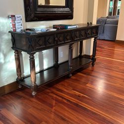 Solid Wood Table With Drawers 