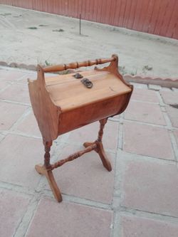 Antique Wooden Sewing Box Stand