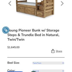Young Pioneer Bunk Bed With Trundle Bed