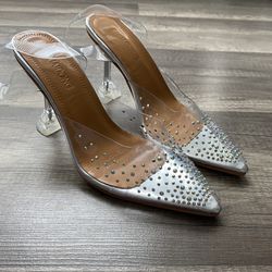 Clear Heels With Rhinestone Brand New Luxury Fashion Stylish Size 6.5