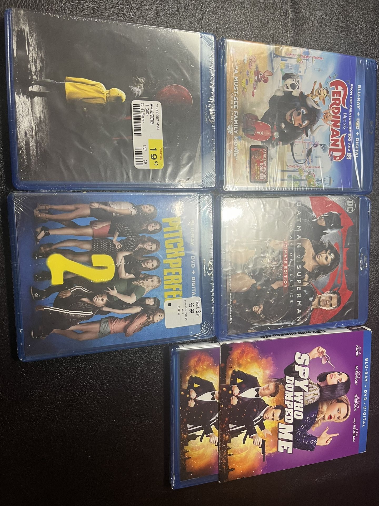 Five brand new Blu-ray. Sealed. Batman versus Superman, it, etc..