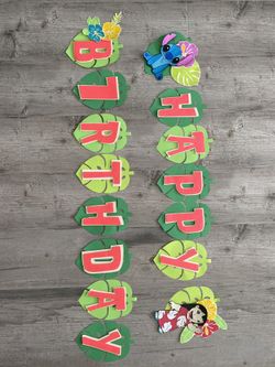 Custom lilo and stitch birthday banner