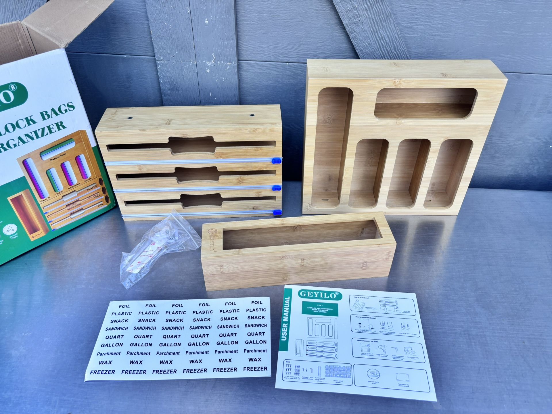 9 IN 1 Storage Bag Organizer for Kitchen Drawer, Bamboo Foil and Plastic Wrap.