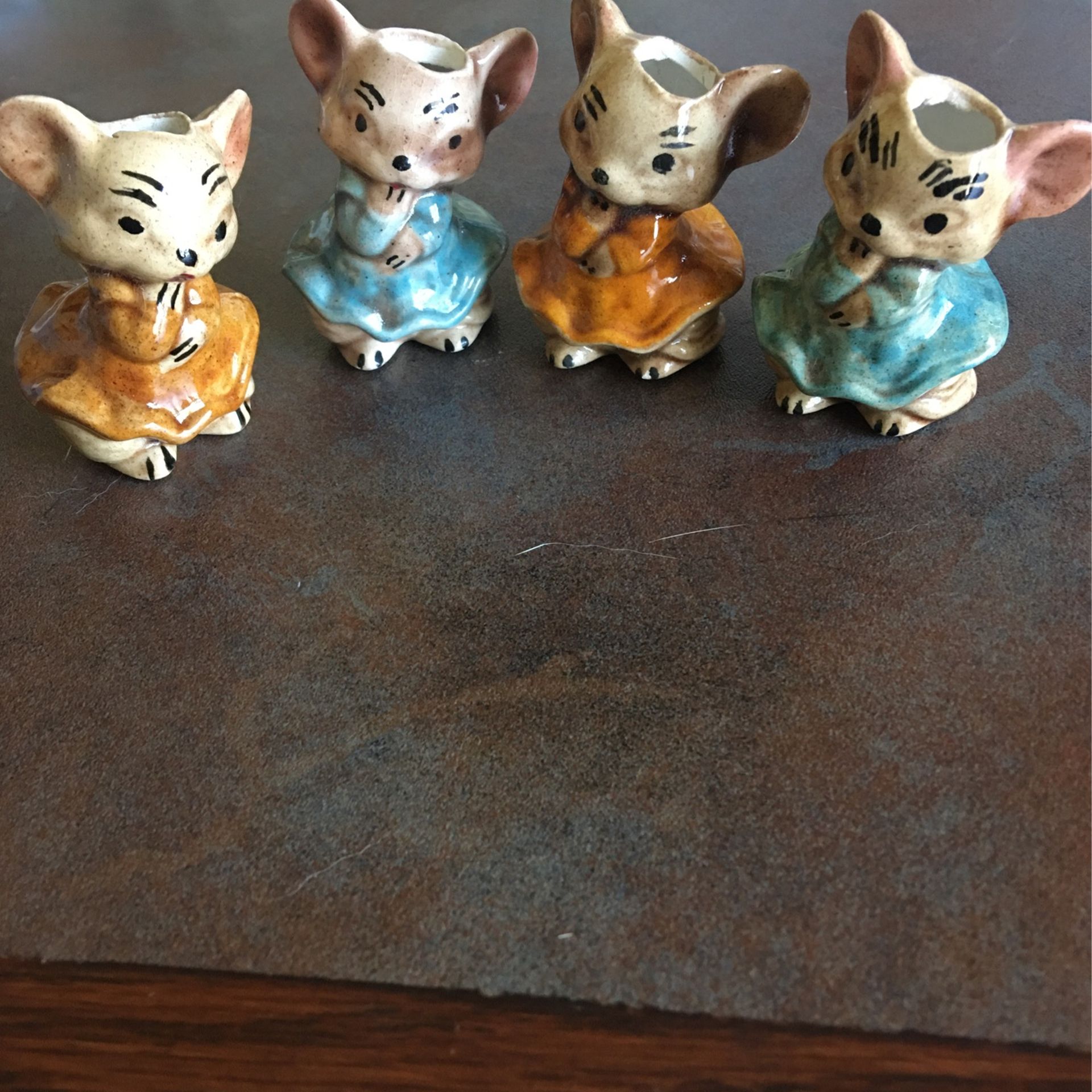Ceramic Mice Macramé Beads Vintage 2” X 1.5