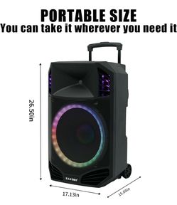 S-1501 15 Inch Portable Rechargeable PA Speaker 1600W, Bluetooth, TWS, USB/RC. Will come with Stand and wired microphone . Portable EXOTON speaker is