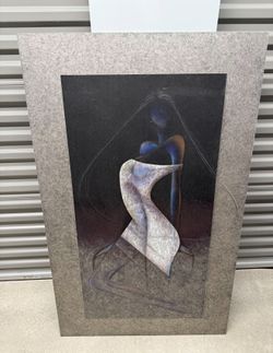 Art Item: Mixed Media on Metal by Valentine. Description: Female figure with long hair. Inventory #: 4560. Dealer #: 331. Price: $1200.00.