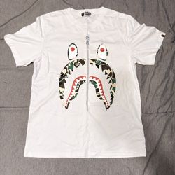 BAPE white shark tee with zipper