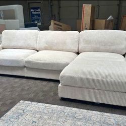 CORDUROY BRAND NEW BEIGE SECTIONAL SAME DAY DELIVERY 