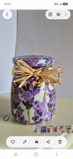 Decoupage Glass trinket Jar with Lid