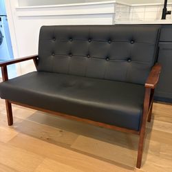 Faux Leather Loveseat 