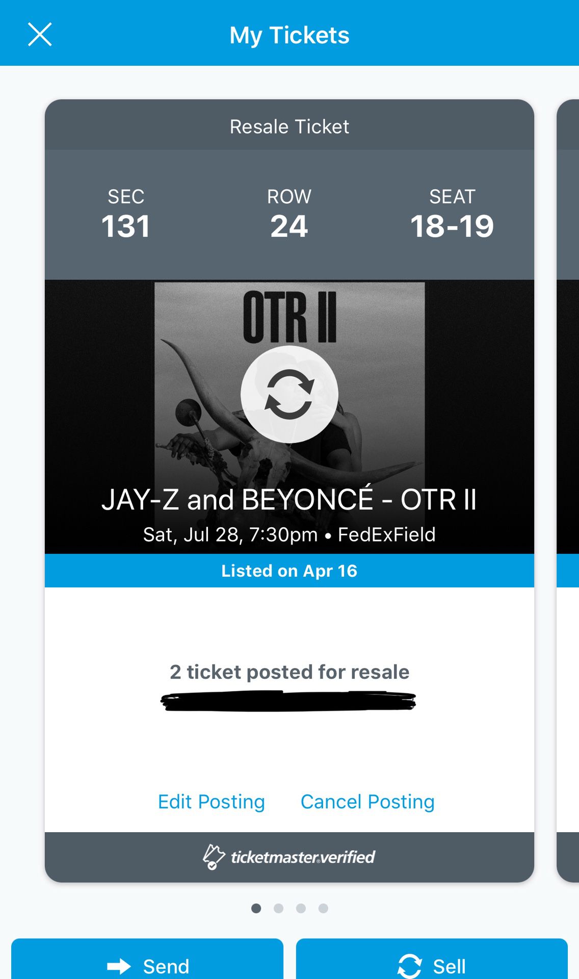 Pair of OTR 2 Tour Concert Tickets