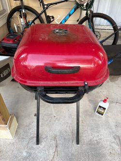Red Charcoal BBQ Pit portable with wheels