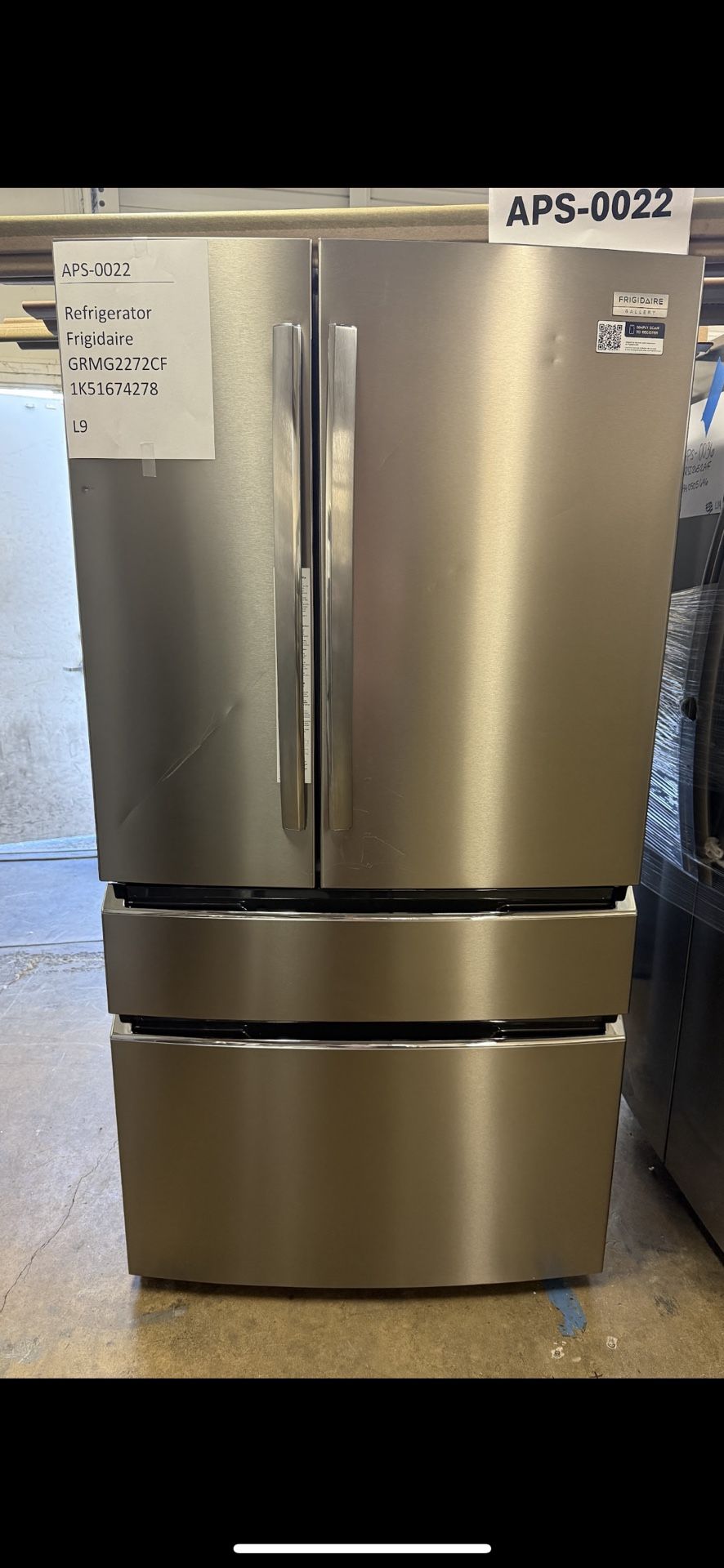 Frigidaire 22 cu ft French Door Refrigerator, Stainless, Counter-Depth Look, Pantry Drawer (GRMG2272CF) 0022