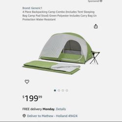 4 Piece Ozark Trail Weekender Backpacking Camp Combo Tent