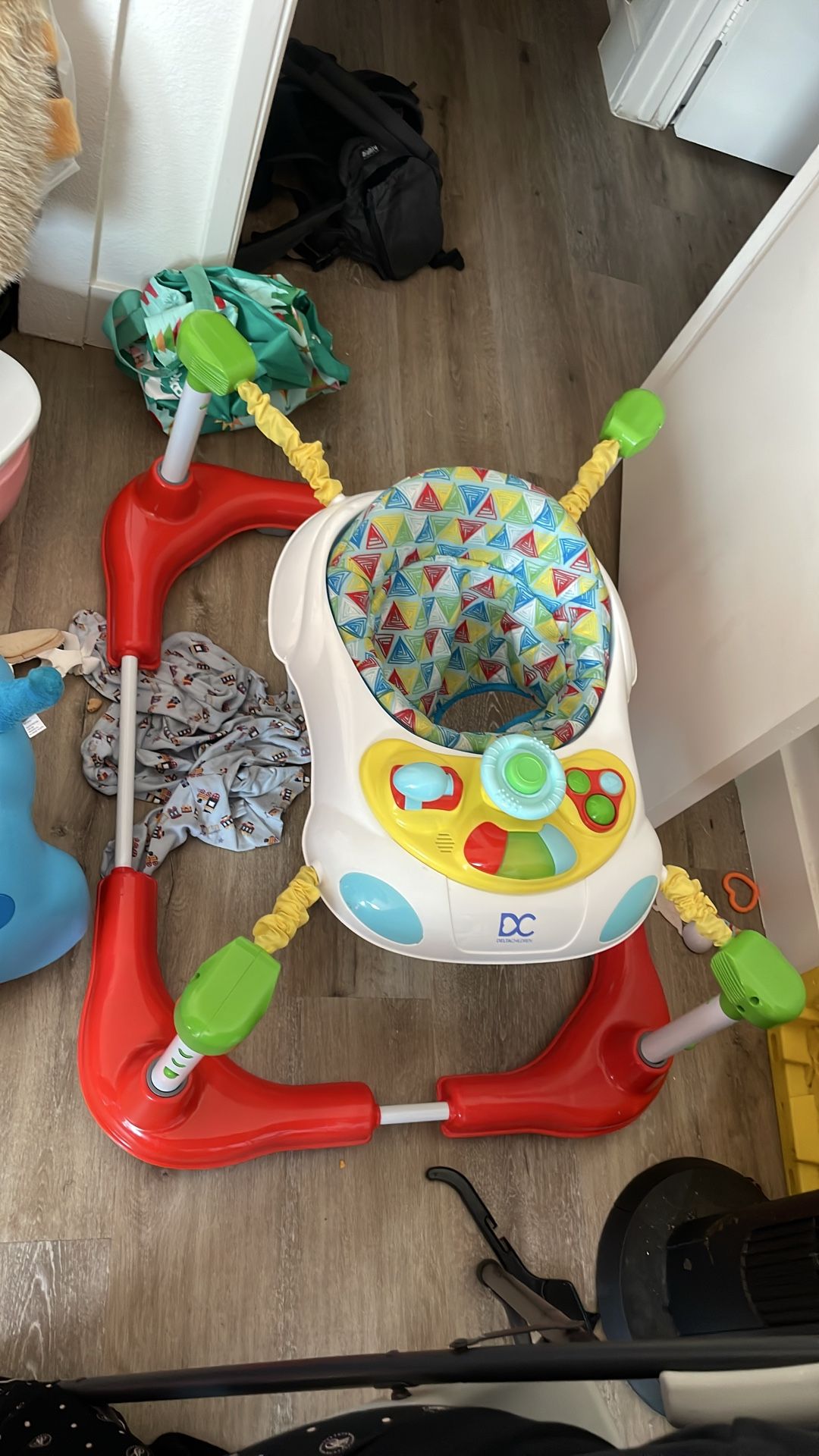 Delta children bouncer and walker paid $130 for it. We used it only two times perfect condition.