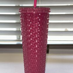 Mainstays 26-Ounce Textured Tumbler with Straw, Matte Pink